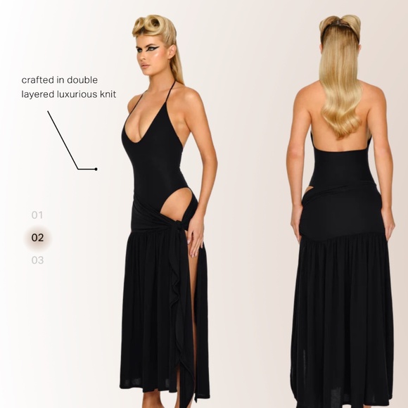 Elegant Black Halter Maxi Dress - Picture 2 of 2